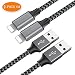 Produktbild iPhone USB Kabel, [2Pack 1m + 1m] Nylon Geflochtenes Apple-Ladegerät Blei USB-Schnellladekabel für iPhone XS/Max/X/XR / 8/7 / 6s / 6 Plus/SE / 5s / 5c / 5 / iPad/iPod - Schwarz Weiss