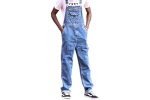 ORANDESIGNE Herren Denim Latzhose Overalls Jeanshose Männer Cargo Jeans Retro Jumpsuit Arbeitshose Blau Arbeitslatzhosen Loose Fit Latzanzug Jumpsuit