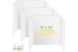 HAUTOCO 3 tableros pequeños de triple pliegue de 21 x 14 pulgadas, tableros de presentación de tres pliegues, tableros de proyectos corrugados blancos para ferias de ciencias, proyectos escolares,