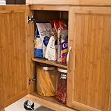 SoBuy® Luxus-Küchenwagen aus hochwertigem Bambus mit Edelstahltop, Küchenschrank, Kücheninsel B66xT46XH90cm FKW13-N - 6