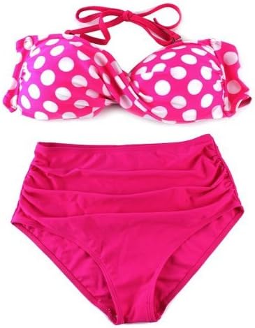 SSITG 2014 Ladies'Bikini Bandeau HIGH WAISTED Exclusive Vintage Push-Up Bikini in playful Retro High-Waisted Bikini Swimwear