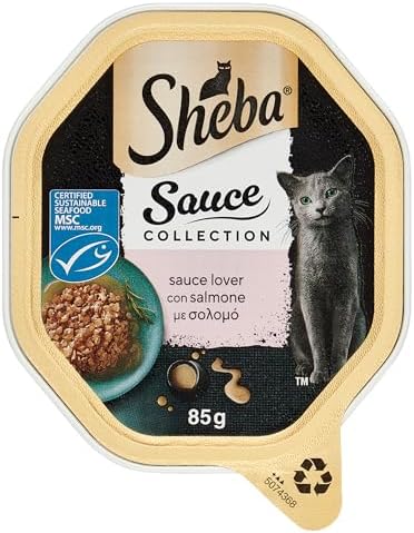 Sheba Sauce Collection, Cibo Umido per Gatti con Salmone, 22 Vaschette da 85g