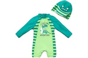 upandfast Costume da Bagno Intero per Bambini con Cappello da Sole UPF 50+ Protezione Solare Muta da Surf per Bambini