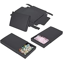 BENECREAT 16 pz. Scatole per Cassetti in Carta Nera, Scatole per Biscotti Rettangolari in Carta Kraft da 14.2x10.2x2.2cm per Regali per Feste di Matrimonio, Confezione di Gioielli