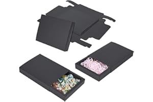 BENECREAT 10 Pack Caja de Cajón de Papel Kraft 20x15x3cm, Caja de Cartón Negro para Joyería, Dulces,Cajas de Regalo Pequeñas para Envolver Regalos, Navidad, Boda, Favores de la Fiesta