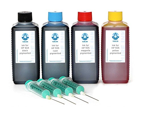 4x100 ml PureInk de Tinta Para Recargar, Tinta De impresora Para HP 934, 935 Cartuchos Para impresora, HP Officejet PRO 6820, PRO 6800 Series, PRO 6830, PRO 6230 (Non OEM)