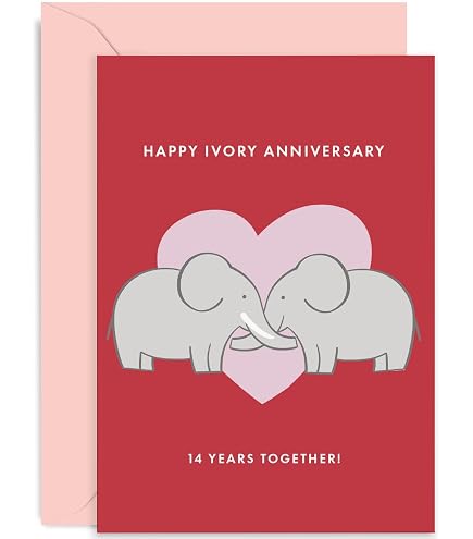 Glückwunschkarte Zum 14. Hochzeitstag – ‚14 Years Since We Tied The Knot!‘, 120x170 Mm, Mit Umschlag