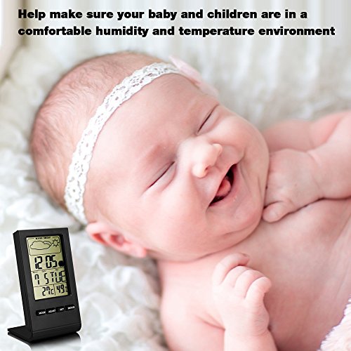 Digital Thermometer Bengoo Thermo-Hygrometer Digital Hygrometer Uhr Wetterstation mit LCD-Anzeige Wecker Kalender Display Alarm schlummerfunktion Wettervoraussage Funktion. - 7