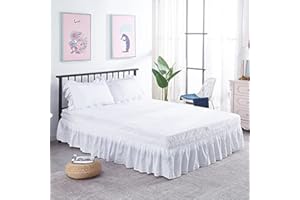 POIUYT Falda de Cama, 120/150/180/200CM Volantes elástica Falda de Cama Bedding Ruffled Bedskirt Medidas canapé Cubre unda de somier Faldón de Volantes (Color : A, Size : 150 * 200+45cm)