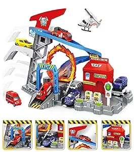 Toys Bhoomi Rescue Mission Toy Cars Helicopter Fire Engine Track Playset for Boys & Girls Kids Role Play
