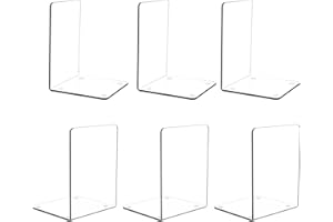 Deefongo Lot de 6 Serre-Livres en Acrylique,Serre-Livres Transparent,Transparent Antidérapant Cale Livre, Etagere pour Chambre à Coucher, Bibliothèque, Bureau, École et Bureau