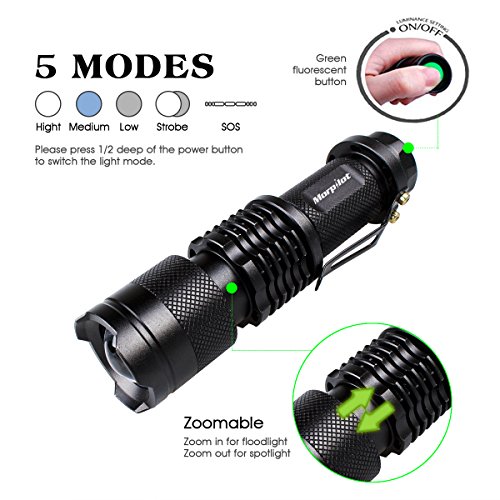 Morpilot Taktisch Taschenlampen 3 Stück Handlampe superhell 350 Lumen einstellbar 5 Modis für Jagd, Camping, Wandern, Radfahren Outdoor (Schwarz und Tarnung ) - 4