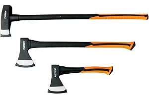 FUXTEC Juego de 3 hachas - 1 Hacha de 36cm + 1 Hacha de 69cm + 1 Hacha de Corte de 91cm