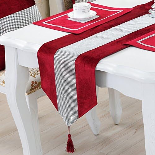 Wedding Elegant Tassel Sequin Rhinestone Contracted Classic Table Runner 32x180cm Red