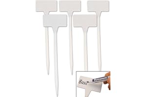 HomeTools.eu 5 Carteles para Plantas clavables, Fabricados en plástico, escribibles, Resistentes a la Intemperie, con un tamaño de 30 cm y de Color Blanco