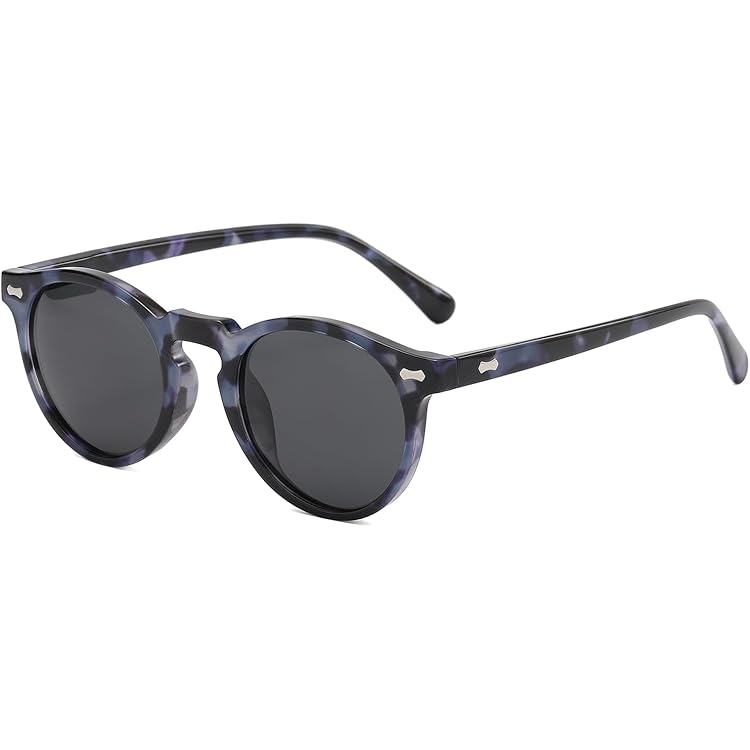 SOJOS Kleine Ronde Klassieke Gepolariseerde Zonnebril voor Vrouwen Mannen Vintage Stijl UV400 Lens May SJ2113 met Zwart Frame/Grijze Lens