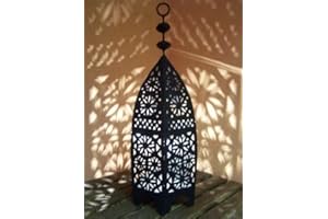 MARRAKESCH Orientalna latarnia z metalu, czarna, 60 cm, marokańska latarnia ogrodowa do użytku na zewnątrz, wewnątrz jako latarnia stołowa, marokańska lampion ogrodowy, lampion wiszący lub do postawienia