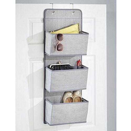 InterDesign 05173EU Aldo Schrank-Organizer aus Stoff zum Hängen über die Tür für Handtaschen, Taschen, Schuhe, Sonnenbrillen – 3 Taschen, grau, Polypropylene, Gray, 33 x 11,43 x 91,4 cm - 2