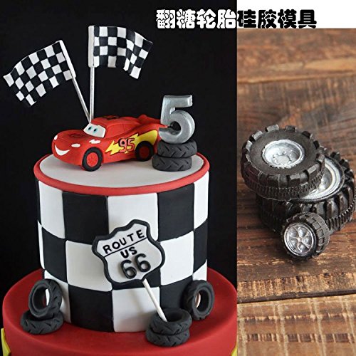 anyana 3D Auto Fahrzeug Reifen Silikon-Form Motorrad Schokolade Fondant Cake Topper Formen - 6