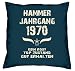 Produktbild Soreso Design Geschenk zum 49. Geburtstag Hammer Jahrgang 1970 :-: Geburtstags Kissen Größe: 40x40cm Farbe: Navy-blau & Geburtstags-Urkunde