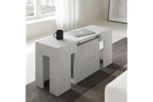 VE.CA.s.r.l. - Panca Allungabile Candy - In Legno Nobilitato - Con Porta Prolunghe - Allungabile Fino a 3 Metri - Arredo Casa, Cucina - Colore: Cemento - Made in Italy