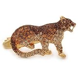 Colección: Animal Citrino/topacio de cristal austriaco color Tigre Clip de pelo pico/Concord Clip en tono de oro - 50 mm L