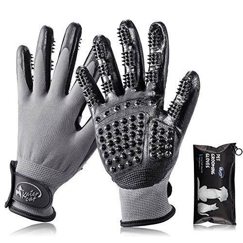 Guante pelo Gato, kaiercat® Guantes de Aseo Para Perro - Guante para remover pelos de mascotas, suave cepillo de acicalar para gatos, perros y caballos, 1 par de guantes de masaje para mascotas