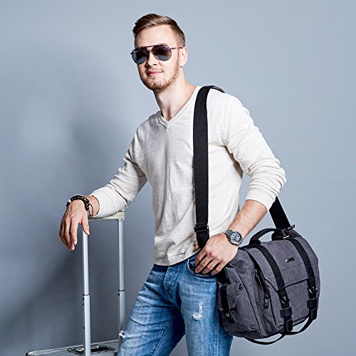 Evecase Grand Sac d   paule Universel en Toile avec Housse de pluie pour Appareil Photo  Cam  ra  Digital Reflex Num  rique  DSLR-Gris