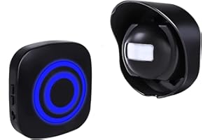 SiegenPro Alarma de Seguridad Timbre de Alarma inalámbrico con Sensor de Movimiento PIR Infrarrojo Detector ​de Timbre del Sensor Alarma para Entrada del Puerta Casa Tienda y Oficina (Negro, 1S + 1R)