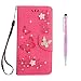 Produktbild Grandoin iPhone X Hülle, Bling Glitzer Glitter Handyhülle im Brieftasche-Stil für Apple iPhone X/iPhone 10 5.8 Zoll /10 Handytasche PU Leder Flip Cover Case Schutzhülle Etui Case (Rosa.2)