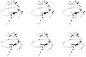 BESTOYARD 6 STÜCKE Weihnachten Serviettenringe Halter Elch Hirsche Serviettenringe Haus Tischdekoration für Weihnachten Hochzeit Thanksgiving Party Alltag (Silber)