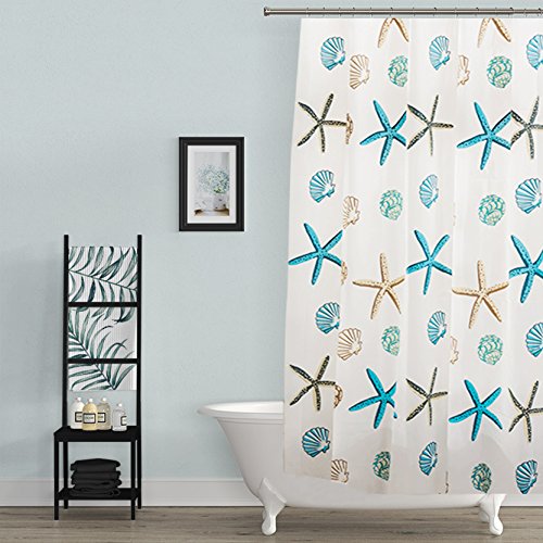 BSTT Shower Curtain Set Waterproof Mildew Resistant PEVA Starfish Bathroom Curtain For Home and Hotel 180 x 220 cm