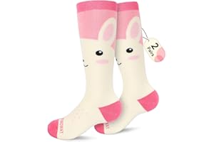 Findway Kinder Skisocken, Hochleistungs-Warme Weiche Thermosocken für Jungen und Mädchen, 2 Paar Packung OTC Anti-Rutsch-Karton Winter Socken für Ski, Snowboard, Schneeschuhwandern, Wandern