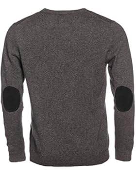 L. Bo Pullovers, Cozy: Dunkelgrauer Rundhals Winter Pulli mit Ellenbogen Flicken in verschiedenen Farben