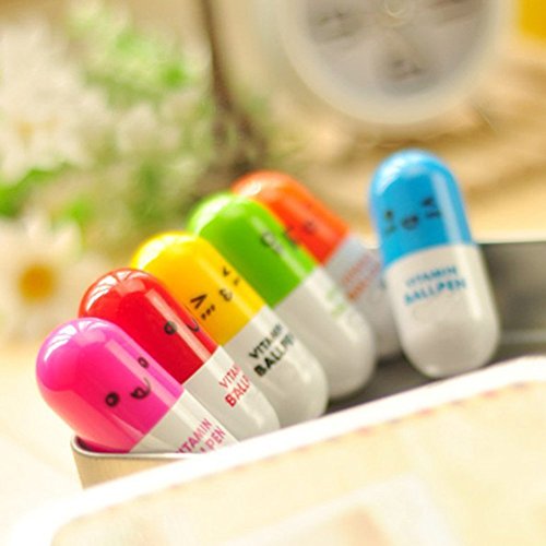 JUNGEN Kugelschreiber niedlich Ausdruck Pille Perle Stift Schüler Schreibwaren teleskopischen Stift Kunststoff Stift 6 Stück - 7
