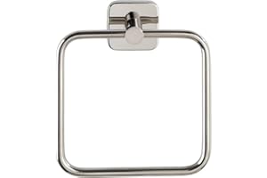 WENKO Handtuchring Mezzano, flexibel nach Oben und unten beweglicher Handtuchhalter, aus hochwertigem, glänzendem Edelstahl rostfrei, 16 x 18 x 5,5 cm