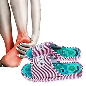 TAURPIUS Acupressure and Magnetic Therapy Massage Slippers for Full Body Blood Circulation Natural Leg Foot Massager Paduka for Man Women Old Man (Multicolor) (FREE SIZE)
