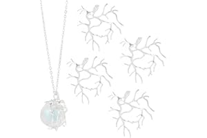 SUNNYCLUE 1 Box 10Pcs Branch Blanks Bezel Pendant Prong Bulk Brass Claw Silver Branches Metal Adjustable Cage Irregular Open Holder Charm for Jewellery Making Diy Crafts Necklace Finding Supplies