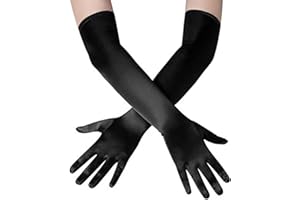 Loiluliy Satin Gloves Long, 1 Pair Gloves Women's Elastic Classic Evening Gloves Silk Gloves 1920s Style Gloves for Opera, Masquerade, Cosplay Costumes, Halloween Party