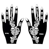 STENCILS TATTOO Mehndi TemplateTattoo Henna Designs s104 2 Sheets for Left and Right Hand - single use - for Henna Tattoo Glitter Tattoo Airbrush Tattoo