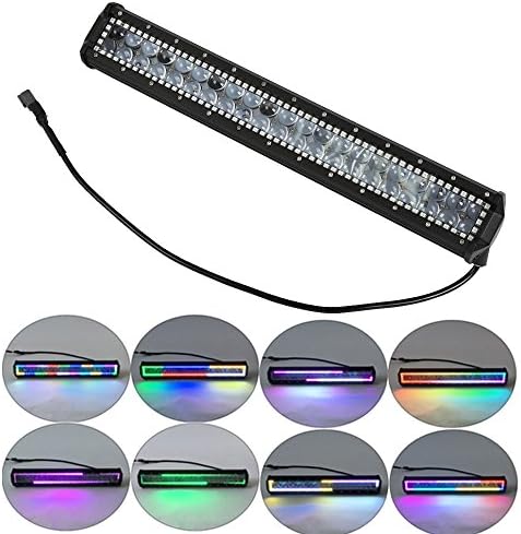 Colorbarz® Straight 20Inch 126W 4D Cree Led Light Bar with RGB chasing halo ring 10 solid colors over 72 modes Spot LED Work Driving Lights with Wiring Harness for Offroad 4x4 Truck Car