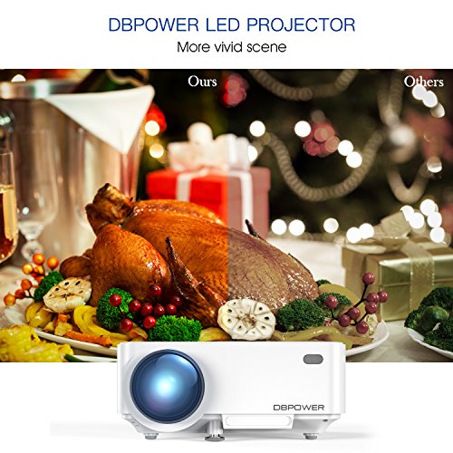 DBPOWER T20 Videoproiettore Portatile Full HD 1080P, Con Cavo HDMI Gratuito USB/SD/VGA/AV - Bianco