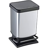 Rotho Paso bin with 20l lid, plastic (PP) BPA free, silver metallic, 20 liters (29.3 x 26.6 x 45.7 cm)