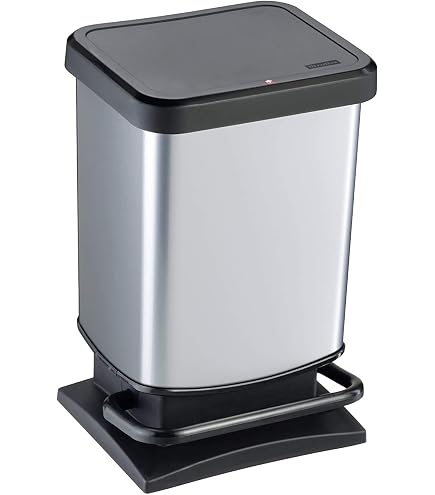Rotho Paso Mülleimer 40l mit Pedal und Deckel, Kunststoff (PP) BPA-frei, carbonmetallic, 40l (35.3 x 29.5 x 67.6 cm) Küche, Haushalt & Wohnen