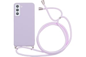 Yoedge Funda con Cuerda para Samsung Galaxy S21 FE (5G) 6,41",Carcasa Silicona AntiChoque Suave TPU para Móvil con Colgante Ajustable Collar Correa para el Cuello Cadena para Samsung S21 FE 5G,Púrpura