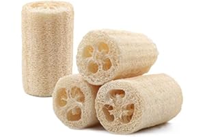 EHOTER Esponja de lufa orgánica 4/8 piezas para fregar la ducha y limpiar la cocina, esponja de lufa natural, esponja orgánica Luffa, herramientas de limpieza de baño (4 piezas)