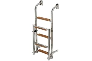 PIMAR MARINE EQUIPMENT PIMAR Scaletta pieghevole lucidata a specchio inox 316 con 5 gradini in teak
