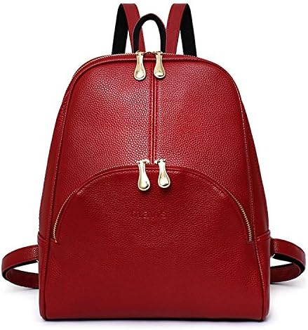 TWOPAGES® Faux Leather Mini Backpack for Women Casual Fashion Backpack for Girls Medium Red