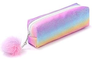 DUORUIMI Trousse à crayons arc-en-ciel grande capacité avec paillettes - Organiseur de bureau pour étudiantes et filles