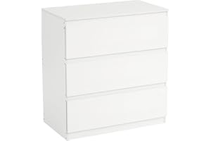 GOKHOMX - Cómoda de dormitorio, cómoda blanca, mueble de almacenamiento, moderno con 3 cajones, mesa auxiliar, tocador de mesita de noche, 75 cm, adecuado para salón, dormitorio, oficina (70 x 40 x 75